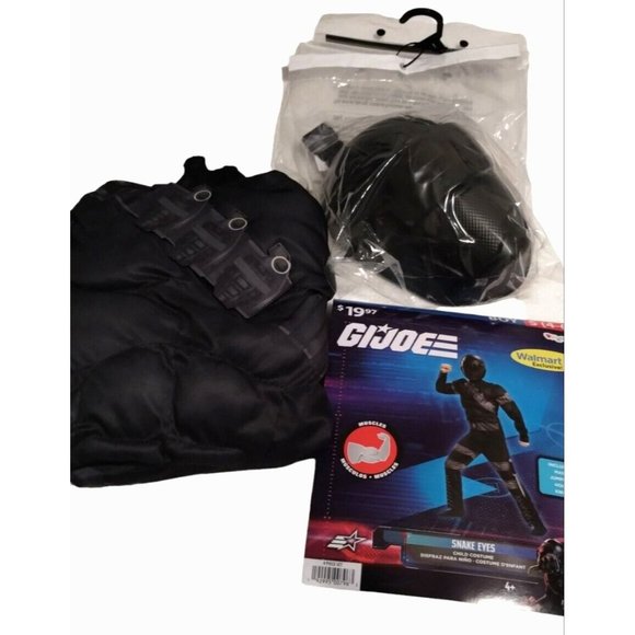 GI Joe Snake Eyes 4 Piece Halloween Costume Boys Size Small 4 to 6 New Dress Up - Picture 2 of 6